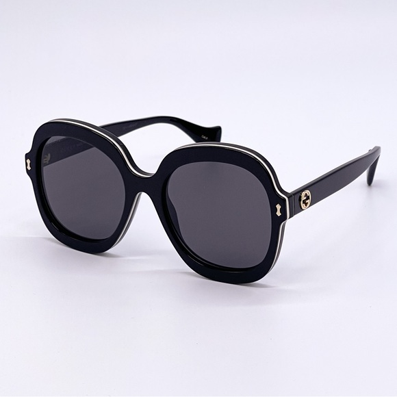 NEW GUCCI GG1240S 001 BLACK OVERSIZED ROUND WOMEN SUNGLASSES GUCCI - Picture 5 of 14